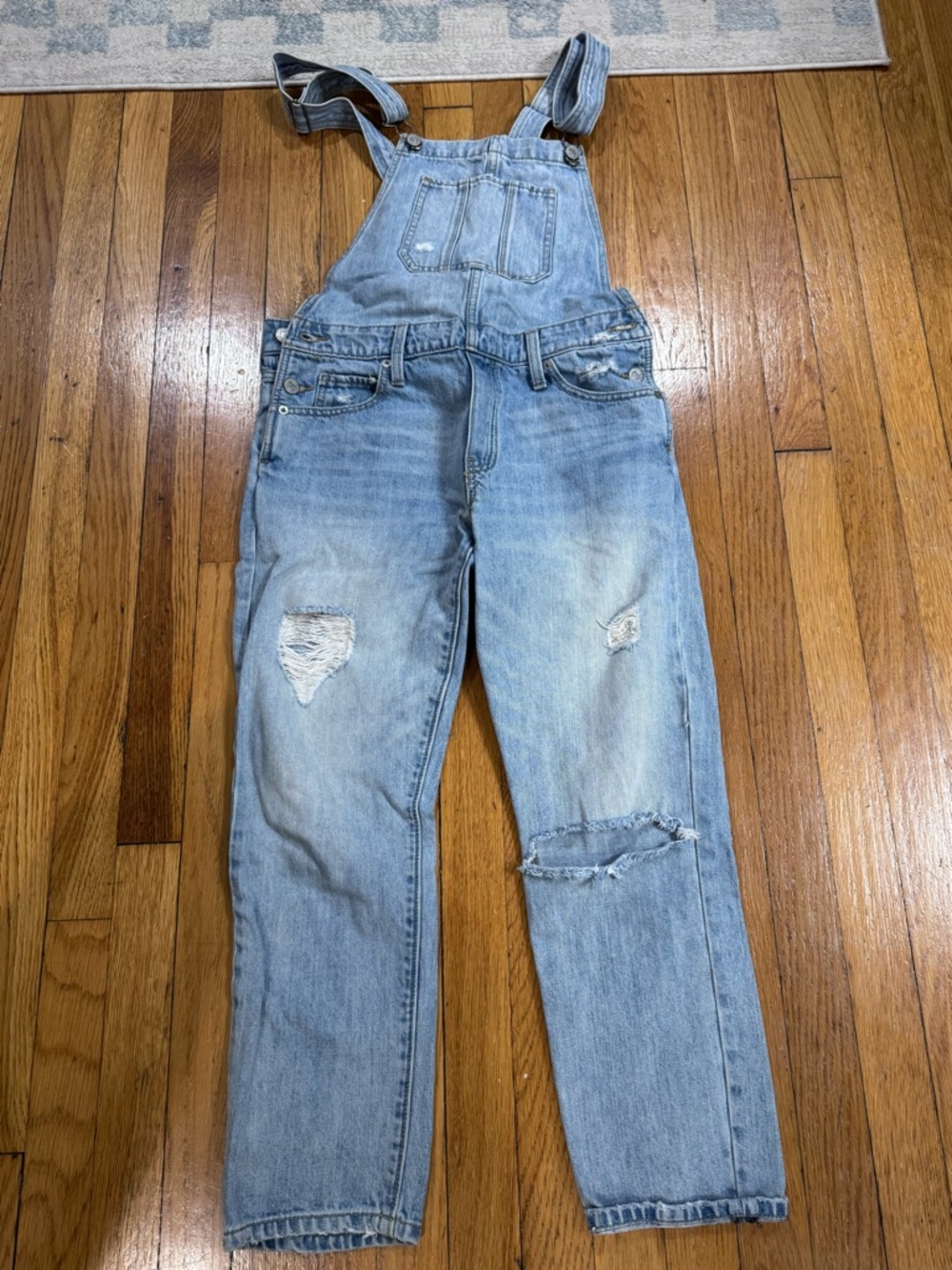 Lucky Brand Light Wash Distressed Denim Overalls